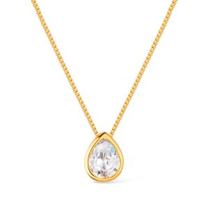 Colar Dourado de Gota em Zircônia